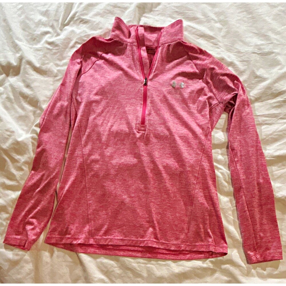 Under Armour HeatGear Women’s Pink Heathered 1/4 Zip Mock Neck Pullover M